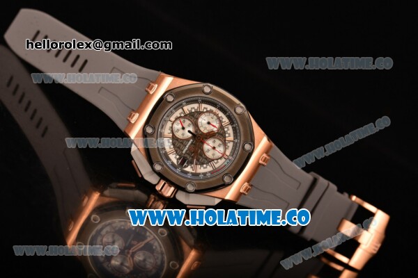 Audemars Piguet Royal Oak Offshore Miyota Quartz Rose Gold Case with Grey/White Dial and Stick Markers (EF) - Click Image to Close